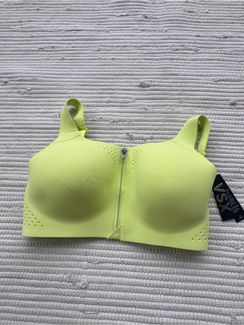Victoria’s Secret VSX High Support Front-Zip Sports Bra Neon Lime 34D NWT - Picture 2 of 9